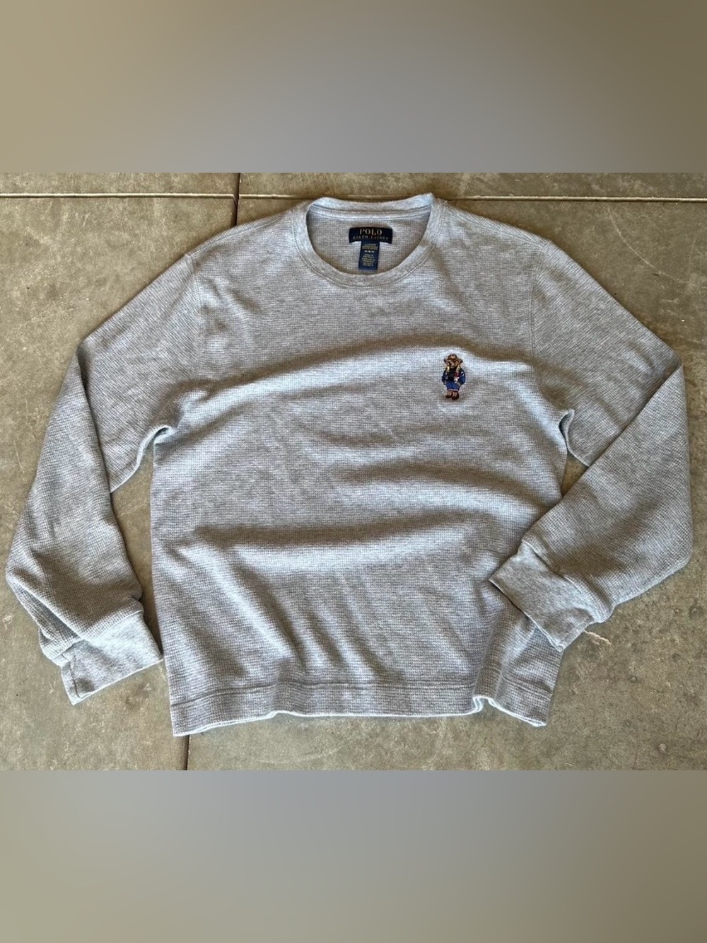 Polo Ralph Lauren Waffle-Knit Crewneck with Bear Embroidery